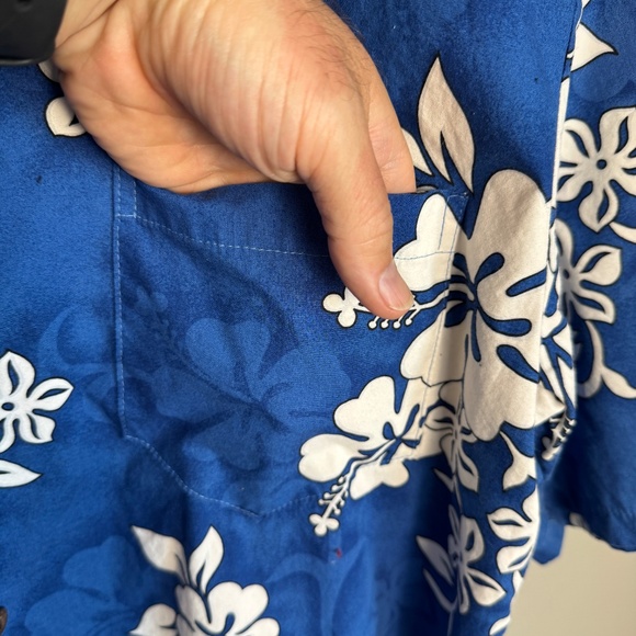 Men's Tropical Hawaiian Short Sleeve Button Shirt Blue Size Large Dad Resort USA - Picture 5 of 10